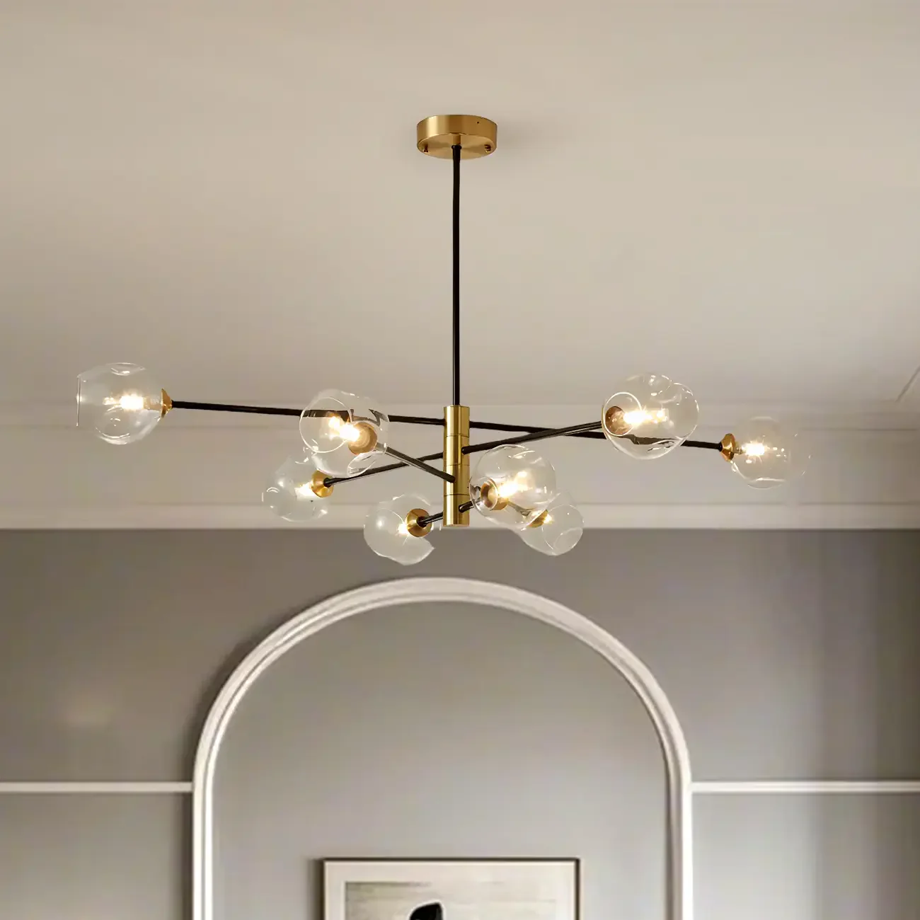 Modern 8-Light Glass Globe Sputnik Chandelier