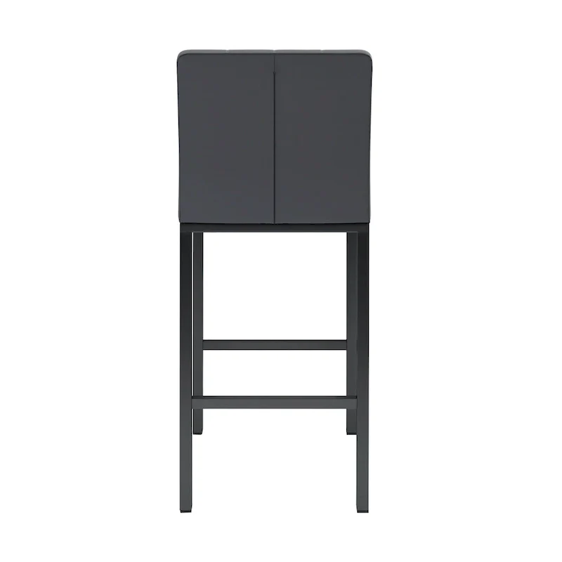 Modern High Bar Stools Set of 2, Kitchen Stool Island with PU Backrest, Gaming Chair with Metal Legs and Footstool