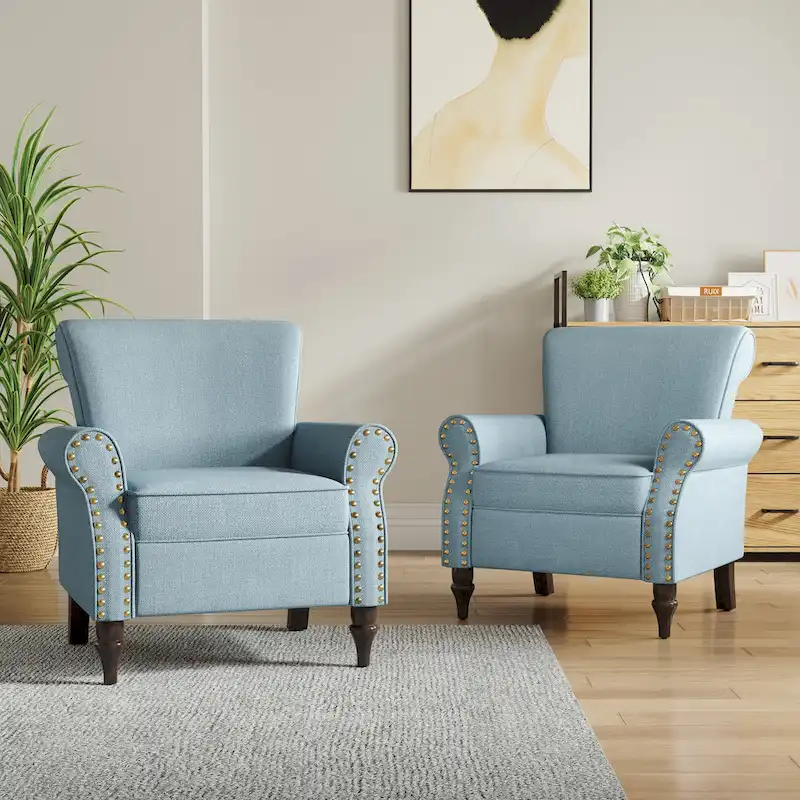 Living Room Armchair with Nailhead Trim - 29.9W x 29.9H x 32.9D