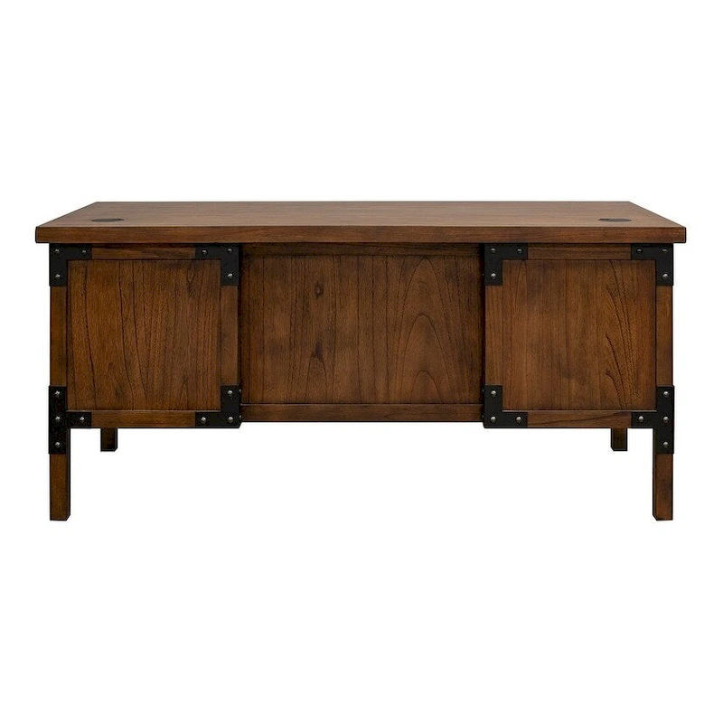 Addison Rustic Half Pedestal Executive Desk, Writing Table, Office Desk, Brown