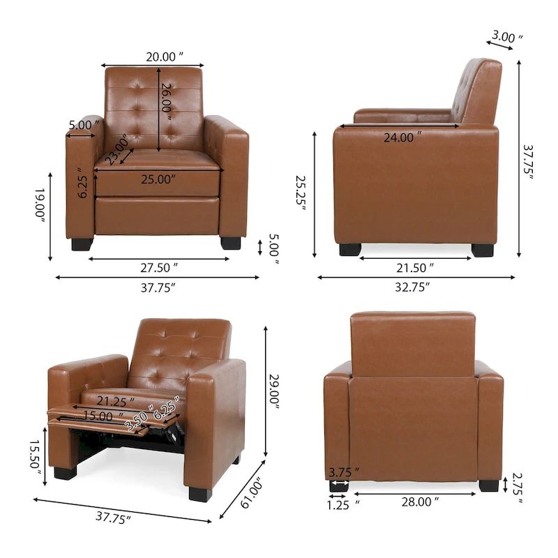 Craigue Upholstered Pushback Recliner by Christopher Knight Home