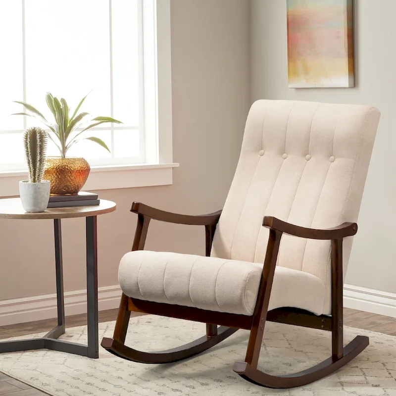 AVAWING Upholstered Rocking Chair ModernHighBackArmchair