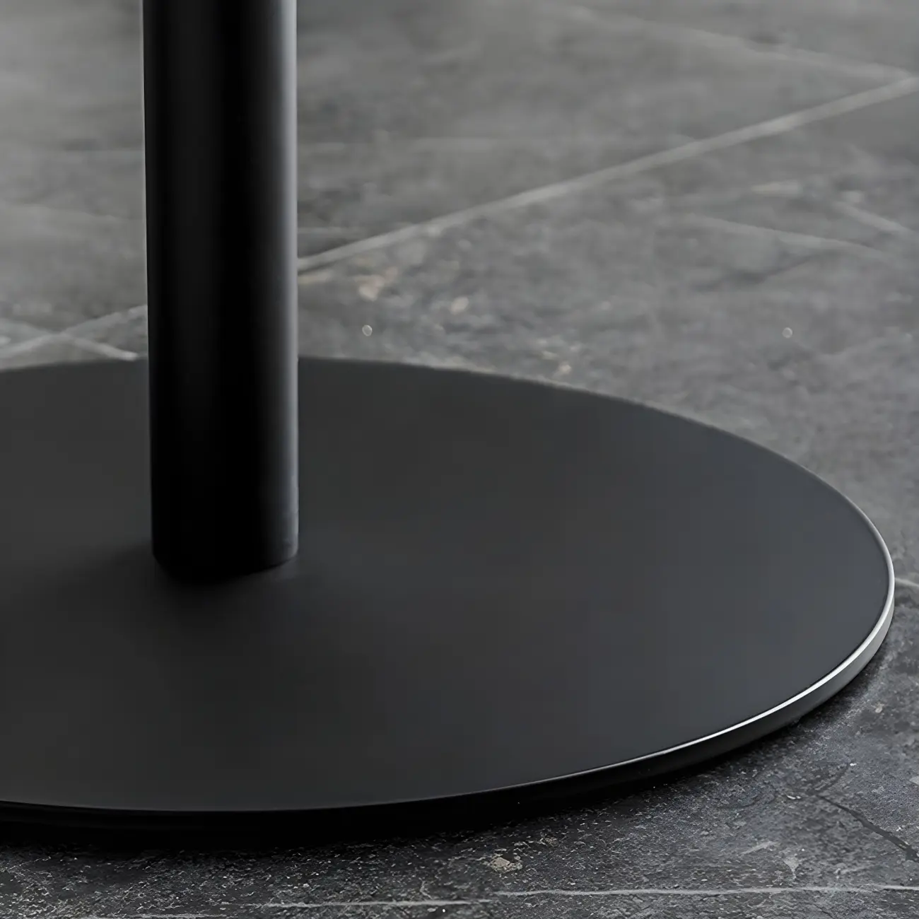 Modern Brown Wood Grain Black Metallic Pedestal Bar Tables