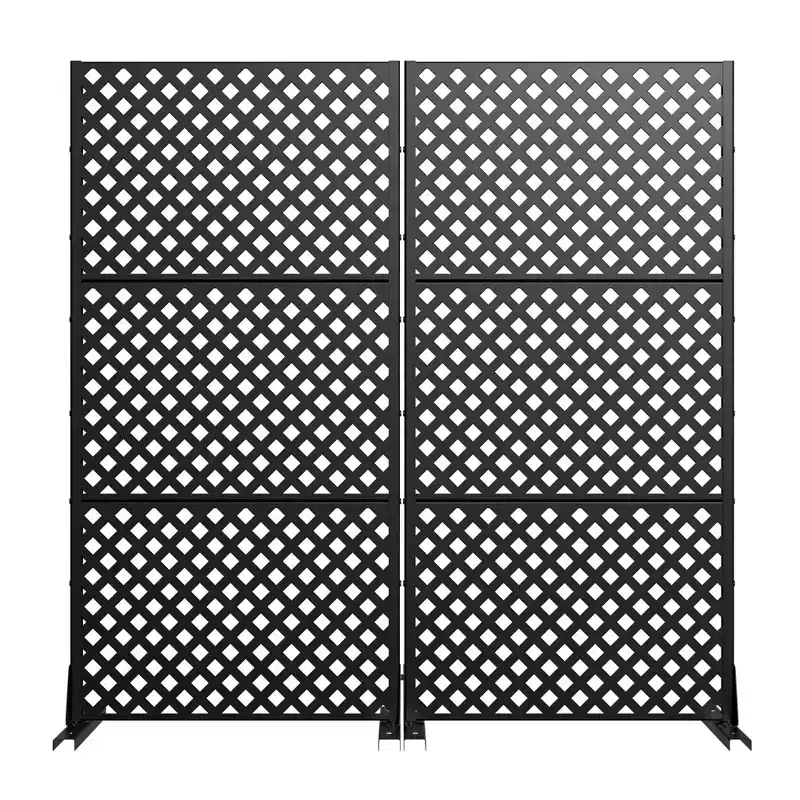 Black Steel 5-Panel Room Divider, Double-Sided, 1-Person Use