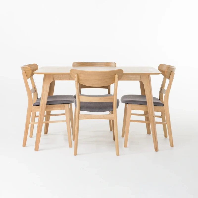 Idalia Fabric and Rubberwood 5-piece Wood Rectangular Dining Set by Christopher Knight Home