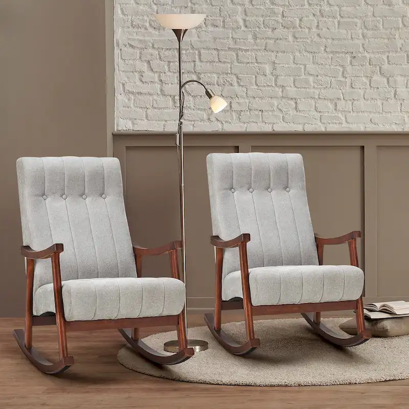 AVAWING Upholstered Rocking Chair ModernHighBackArmchair Set of 2