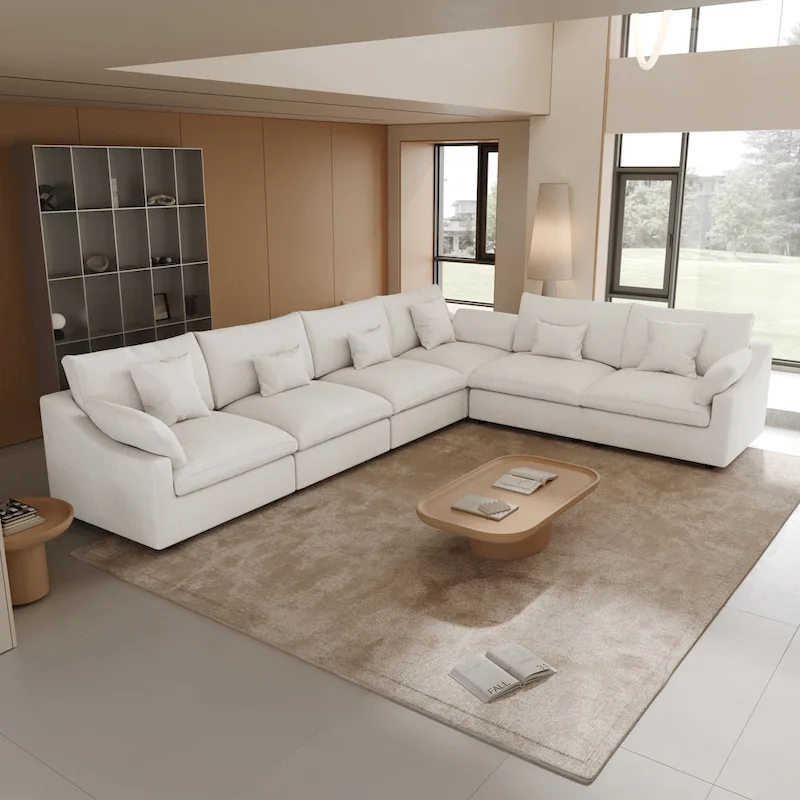 Large Linen Corner Sectional Sofa Couch for Living Room Set