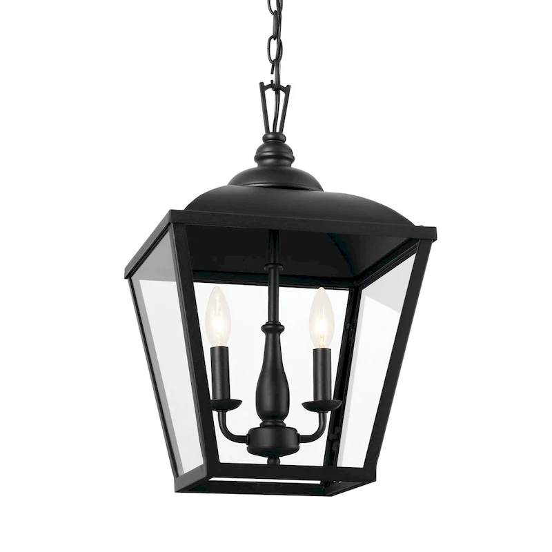 Kichler Lighting Dame 19 inch 2-Light Foyer Pendant Textured Black with Clear Glass