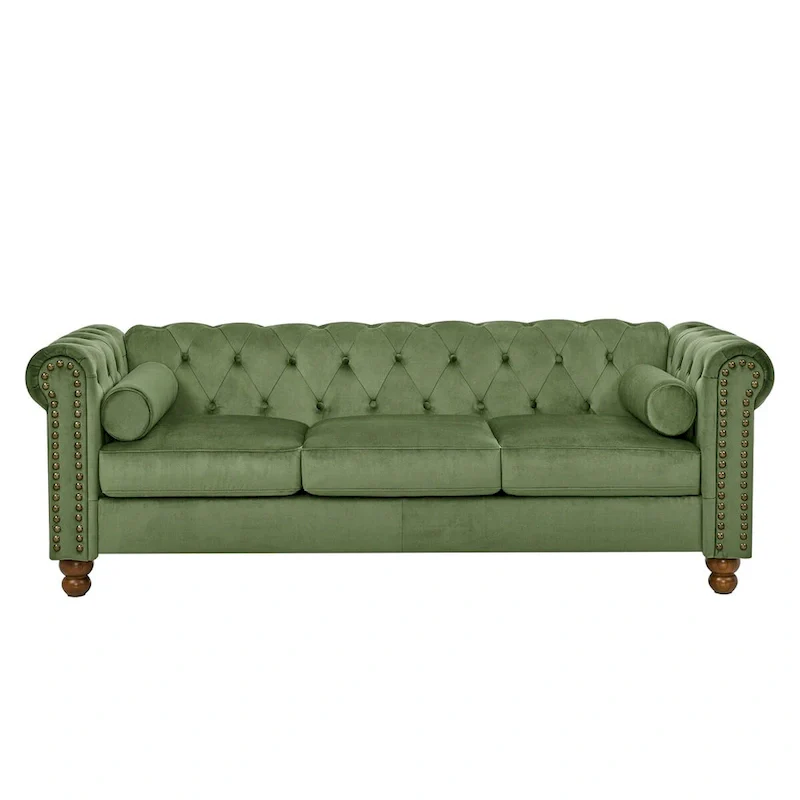 Large Sofa,Velvet Sofa Three-seat Sofa Tufted Chesterfield Settee Sofa
