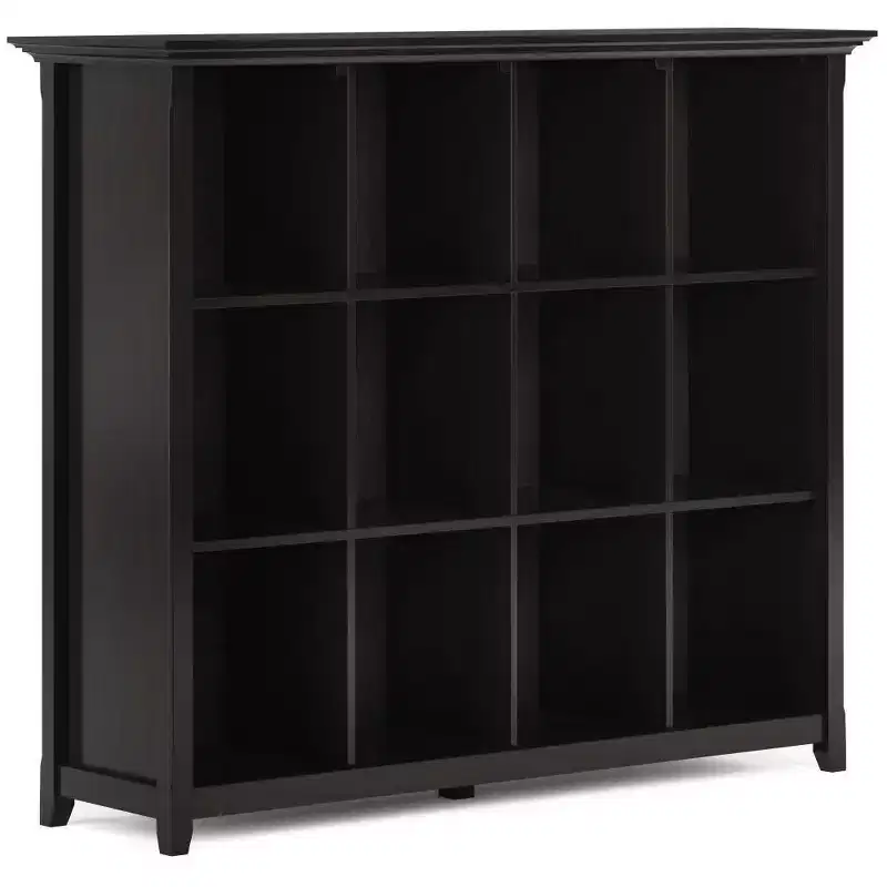 WyndenHall 48" Halifax 12 Cube Storage Bookcase Hickory Brown: Transitional Style, Pine & Plywood Frame, Fixed Shelves