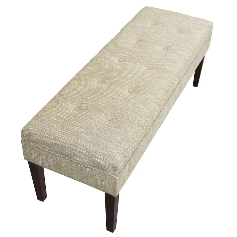 Casual Beige Upholstered Living Room Bench