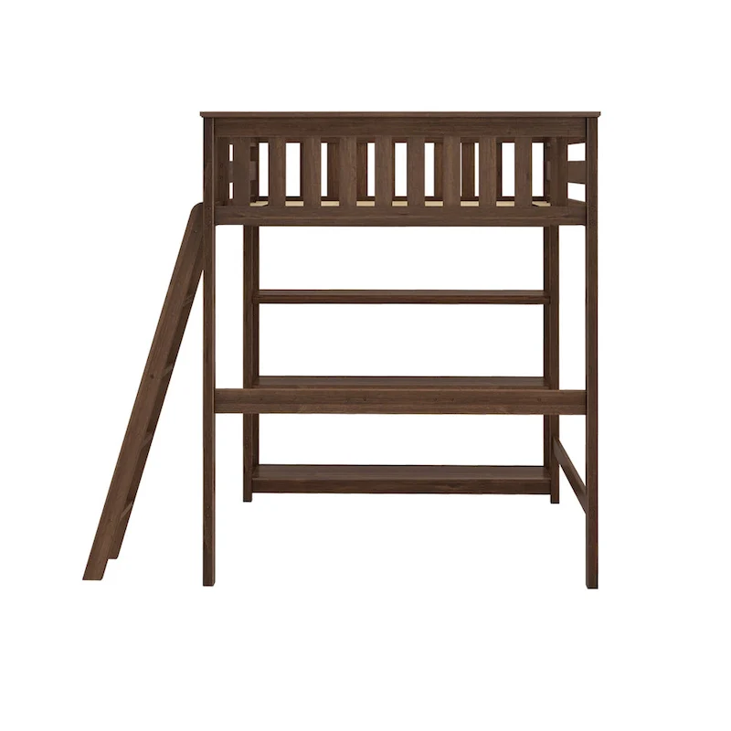 Max and Lily Full-Size High Loft Bed with Bookcase