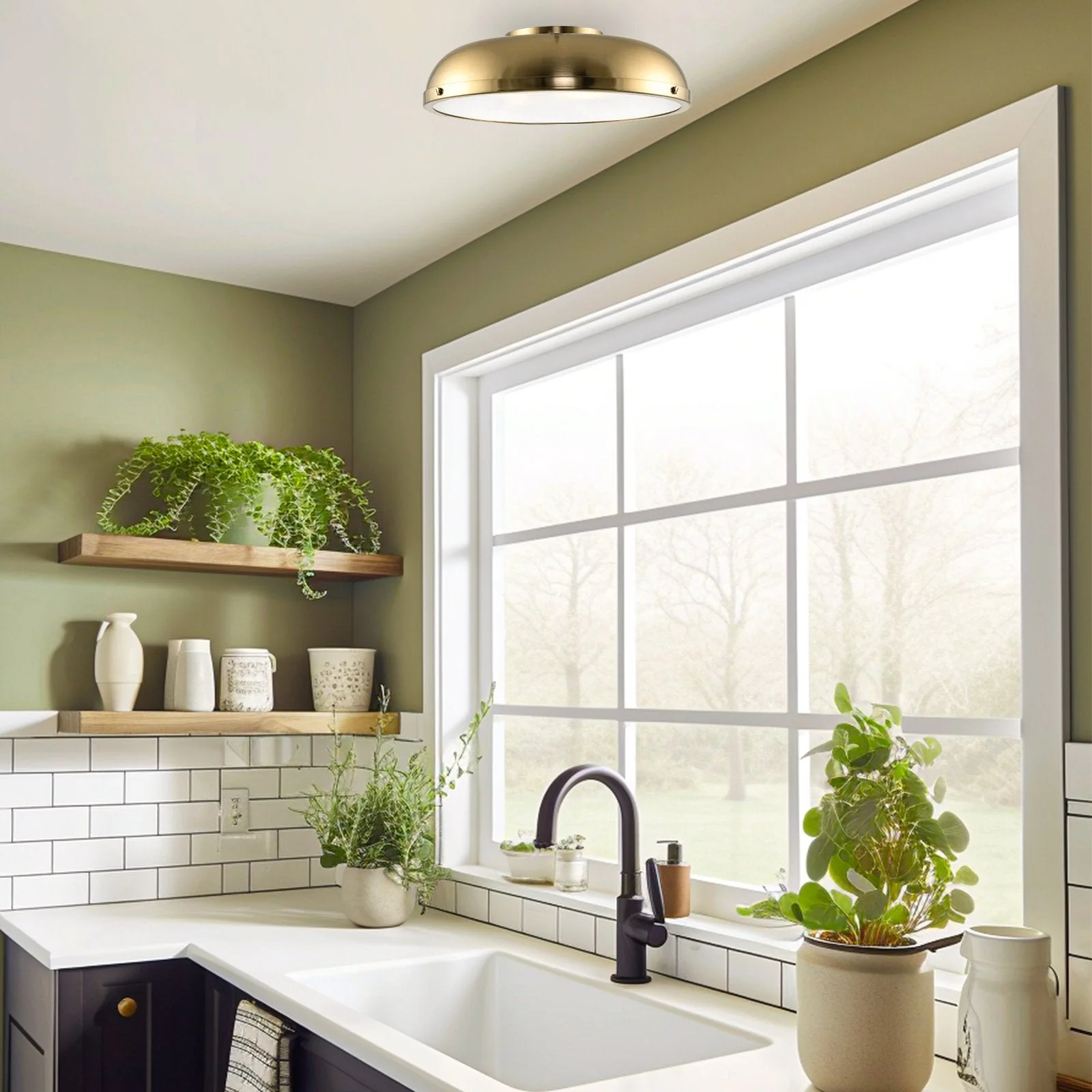 Alston 14 3-Light Modern Semi Flush Mount Close to Ceiling Light