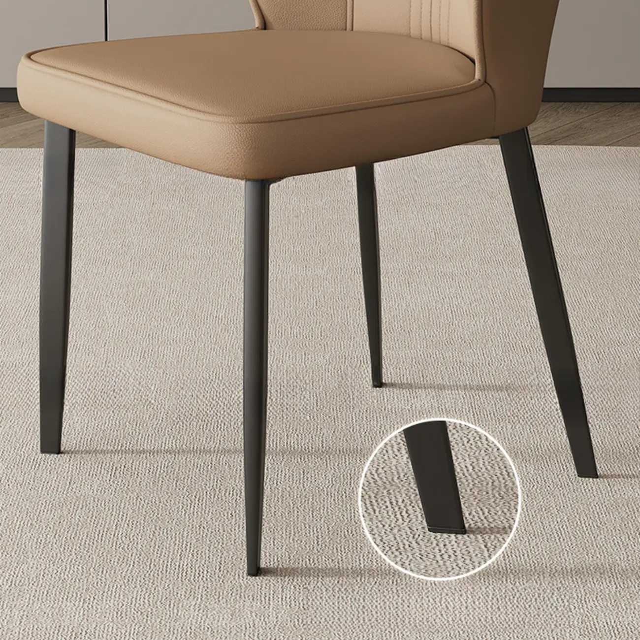 Modern Faux Leather Upholstered Wingback Dining Chair with Metal Legs