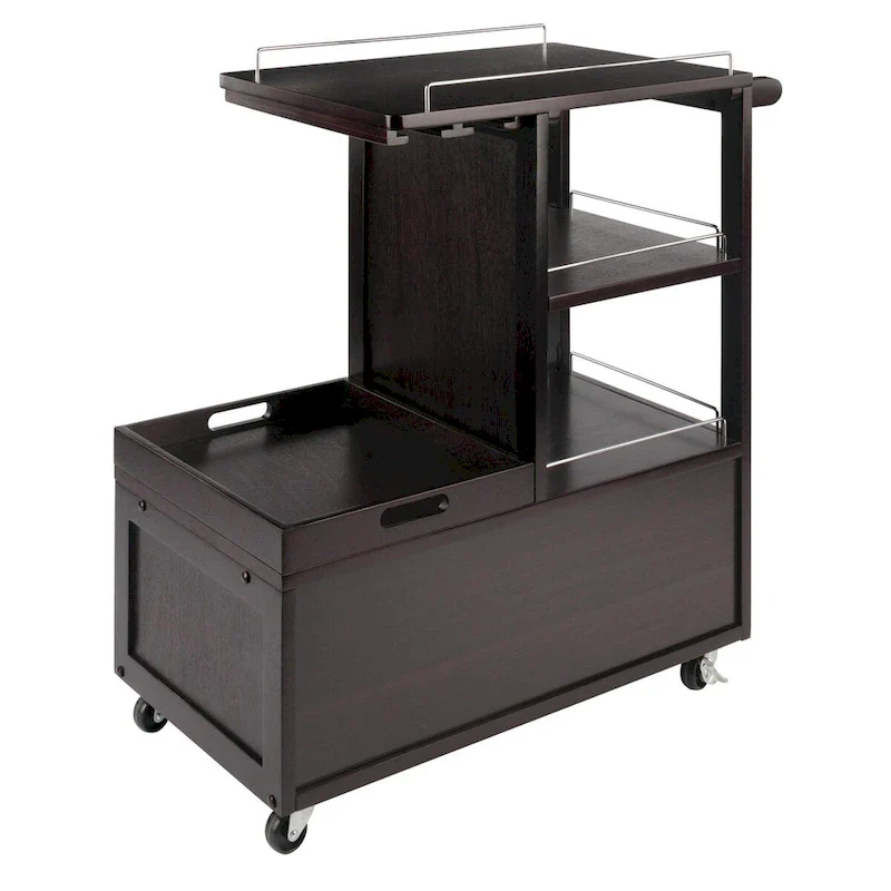 Galen Entertainment Cart, Espresso - 34.25 x 16.77 x 34.37 inches
