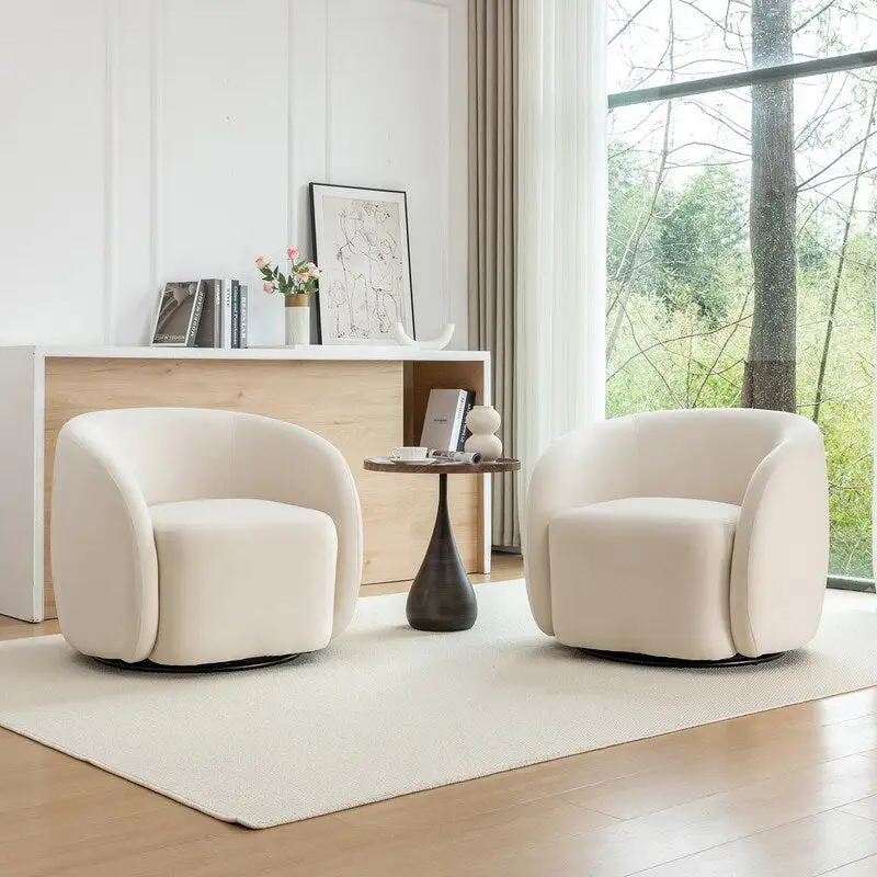 SEYNAR Modern Glam Velvet Upholstered 360 Degree Swivel Accent Armchair Set of 2