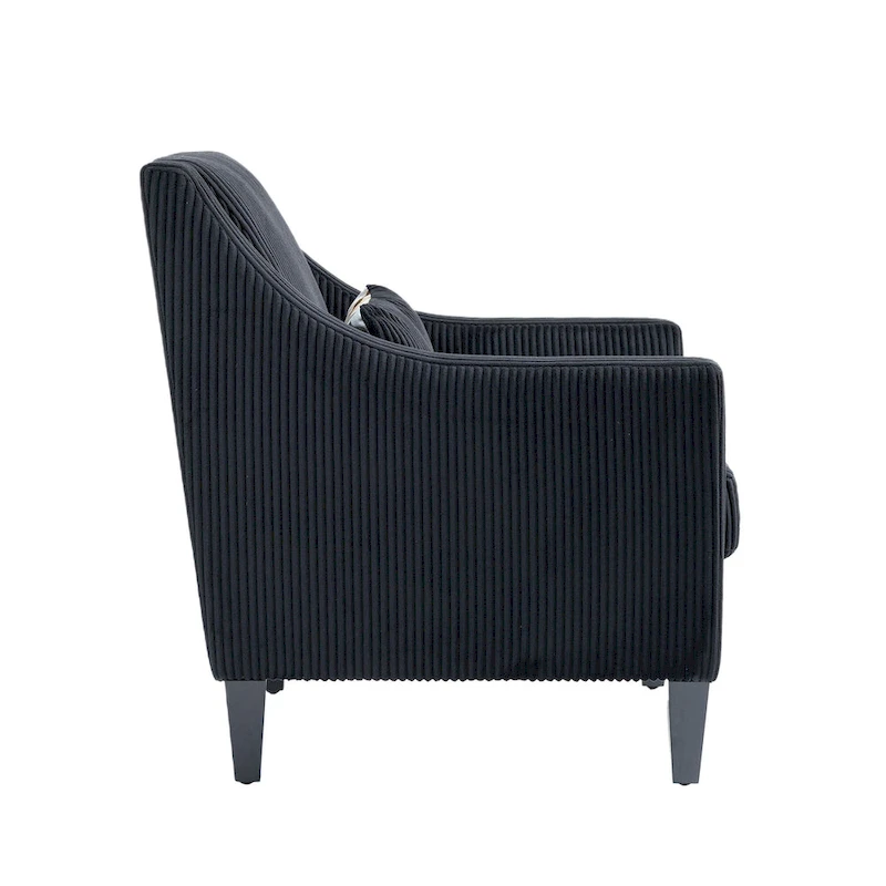 Black Modern 26.8 Arm Chair with Rubber Wood Legs