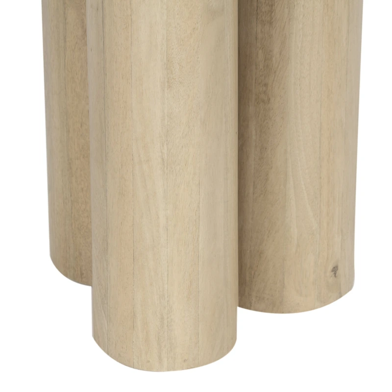 Hazel Side Table with 3 Pillar Legs, Handcrafted Natural Brown Mango Wood, 17.7 Inch Round Top