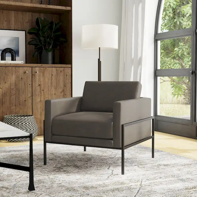 HomePop Modern Upholstered Club Chair w/Metal Frame