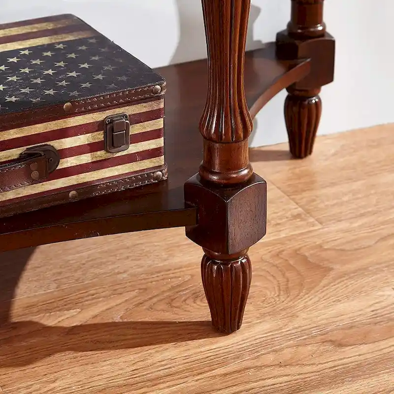 Solid Wood End Tables Coffee Tables Console Table with Glass Top