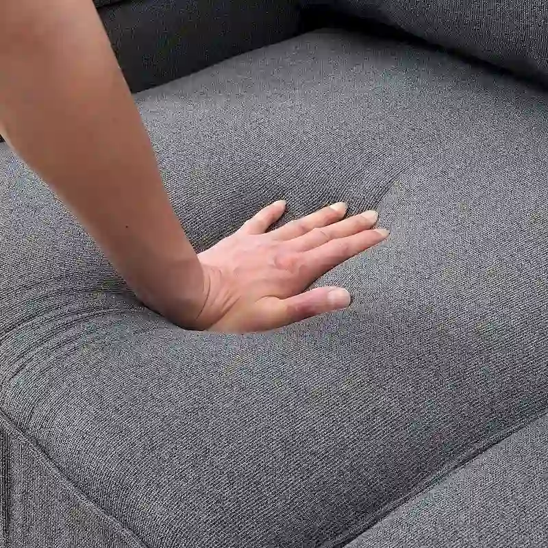 104 4-Seater Modern Linen Fabric Sofa with Armrest Pockets and 4 Pillows