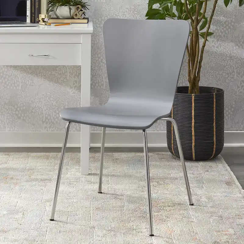 Hourglass Bentwood Chair, Grey/White/Espresso, Chrome Legs, Retro, Seats 1