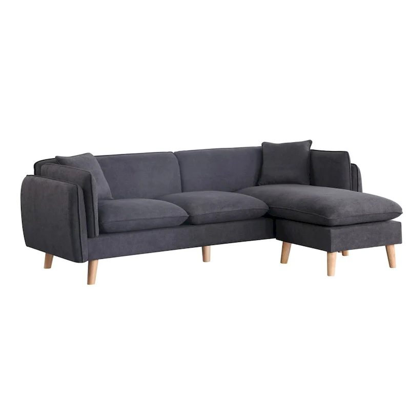 Fabric Sectional Sofa Chaise with Tapered Legs