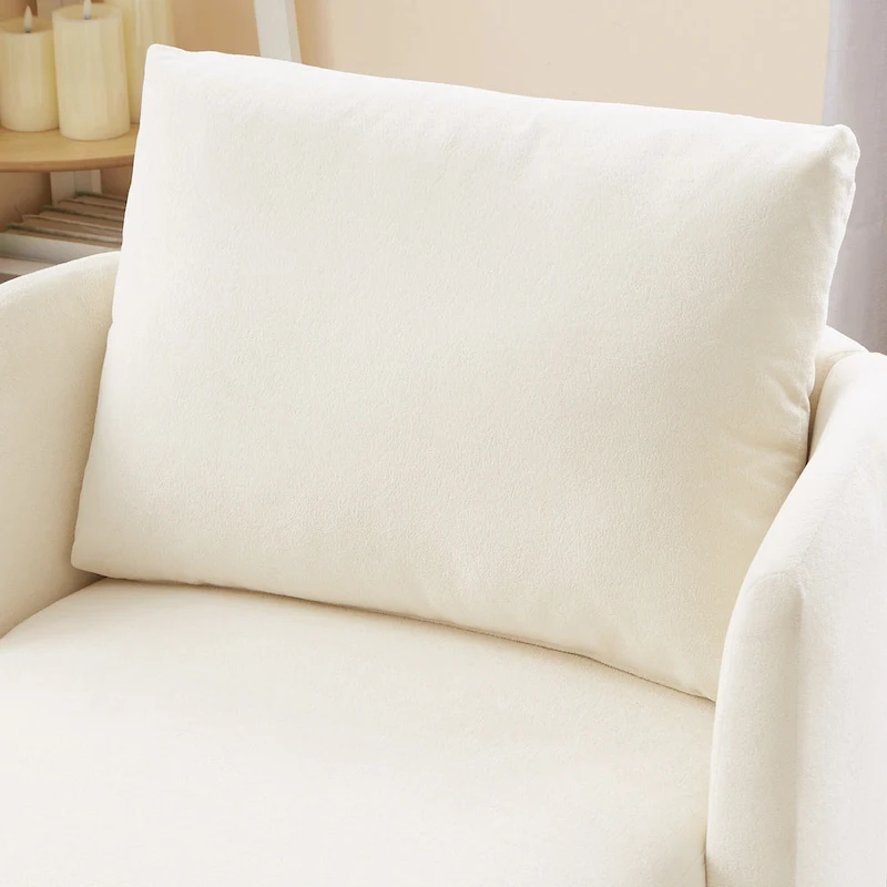 Chenille 360 Swivel Barrel Chair with Ergonomic Curved Design and 440lb Weight Capacity