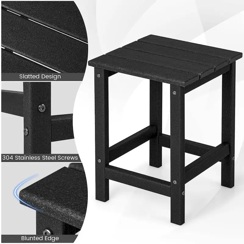 Gymax 2PCS 14 Patio Adirondack Side Table HDPE Square Weather