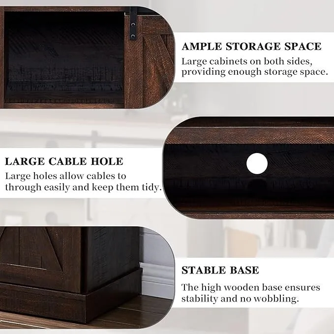 Wood Media Console TV Stand Entertainment Center