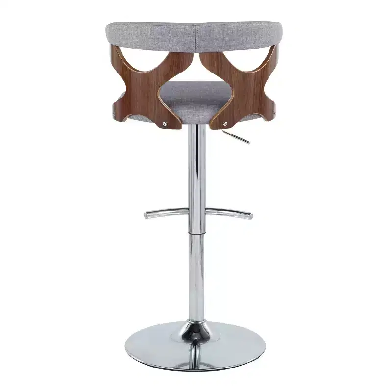 LumiSource Set of 2 Gardenia Adjustable Barstools Chrome Fabric