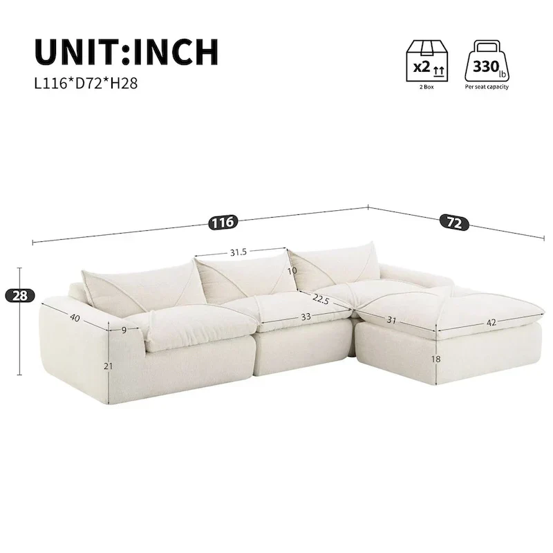 116  Fully Compressed Sofa with High Density Foam,Particle Chenille