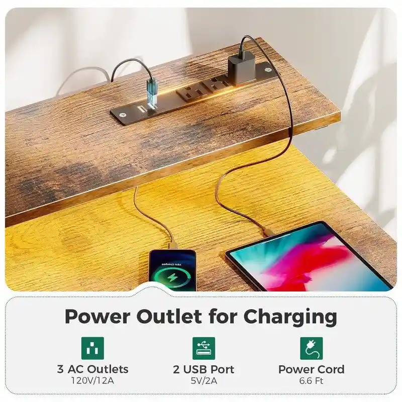 40 Inch Office Desk with Power Outlets