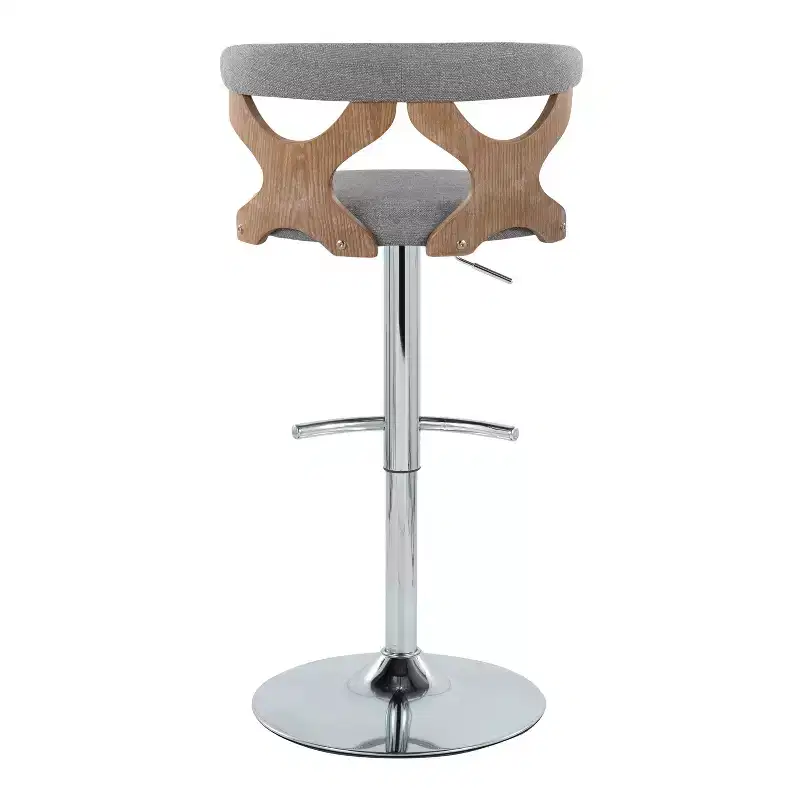 LumiSource Set of 2 Gardenia Adjustable Barstools Chrome Fabric