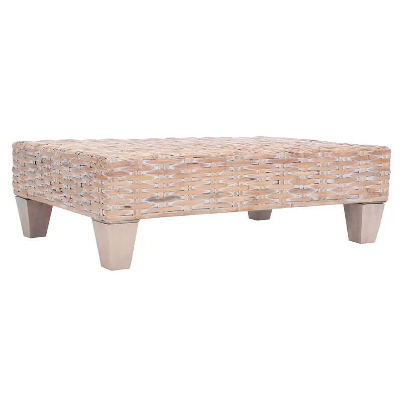 SAFAVIEH Caron Washed Natural Wicker Bench - 41 W x 28 D x 12 H - 41Wx28Dx12H