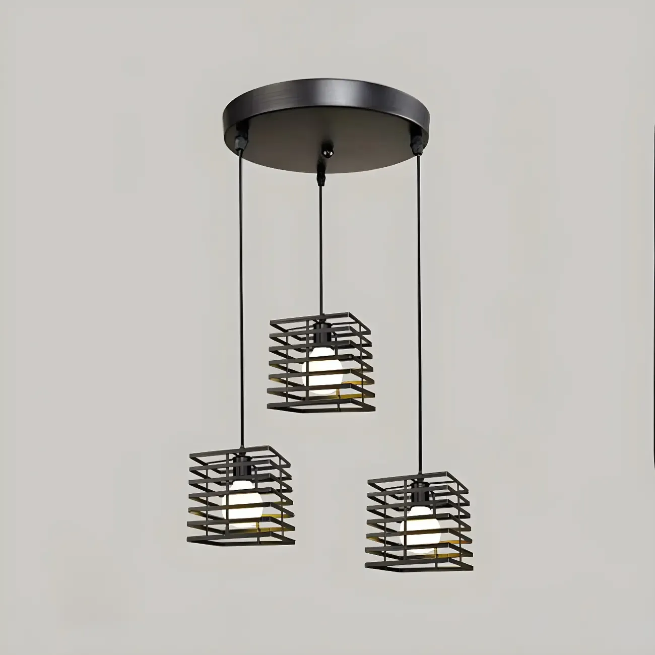 Industrial Black 3-Light Lantern Pendant Light