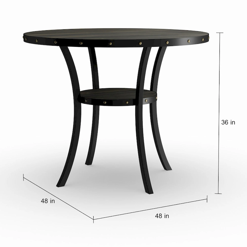 Roundhill Furniture Biony Dining Collection Espresso Wood Counter Height Nailhead Dining Table - Brown