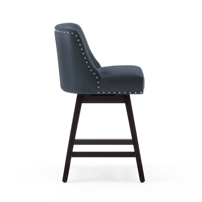 LUE BONA 26 in. Counter Height Upholstered Wood Frame Swivel Bar Stool with Farbic Seat Set of 4 - 19.6D x 19.6W x 37H