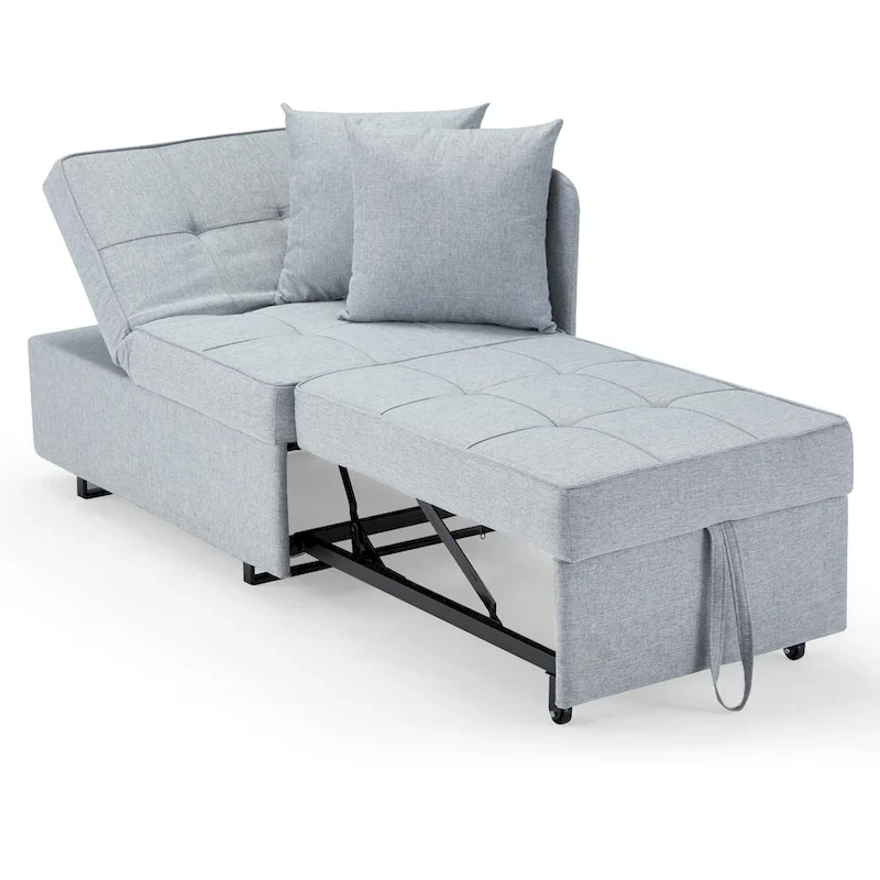 EROMMY Sleeper Sofa Chair Bed , Adjustable Backrest Pull Out Sofa Bed with Faux Linen Sofa Fabric
