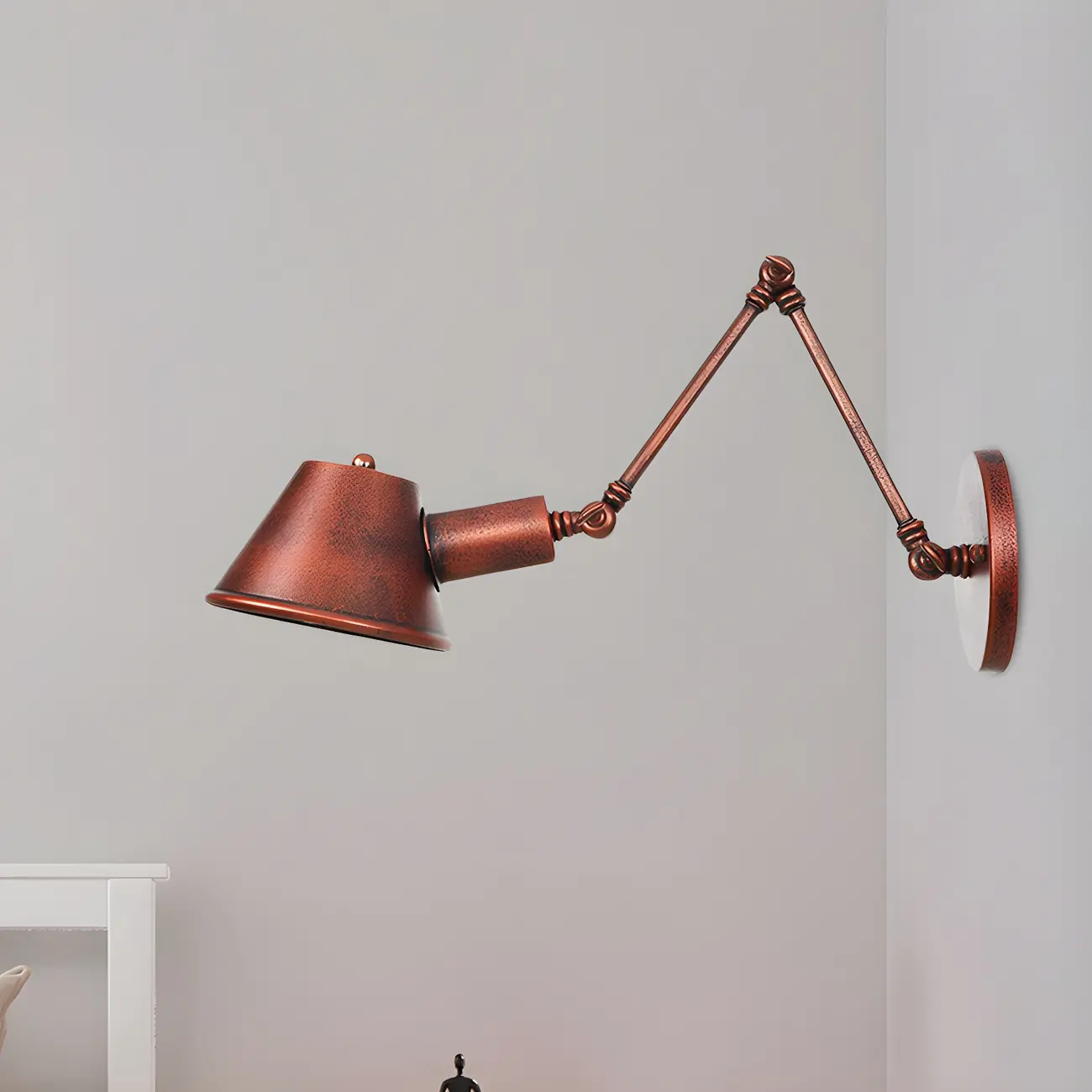 Industrial Copper Adjustable Swing Arm Wall Light
