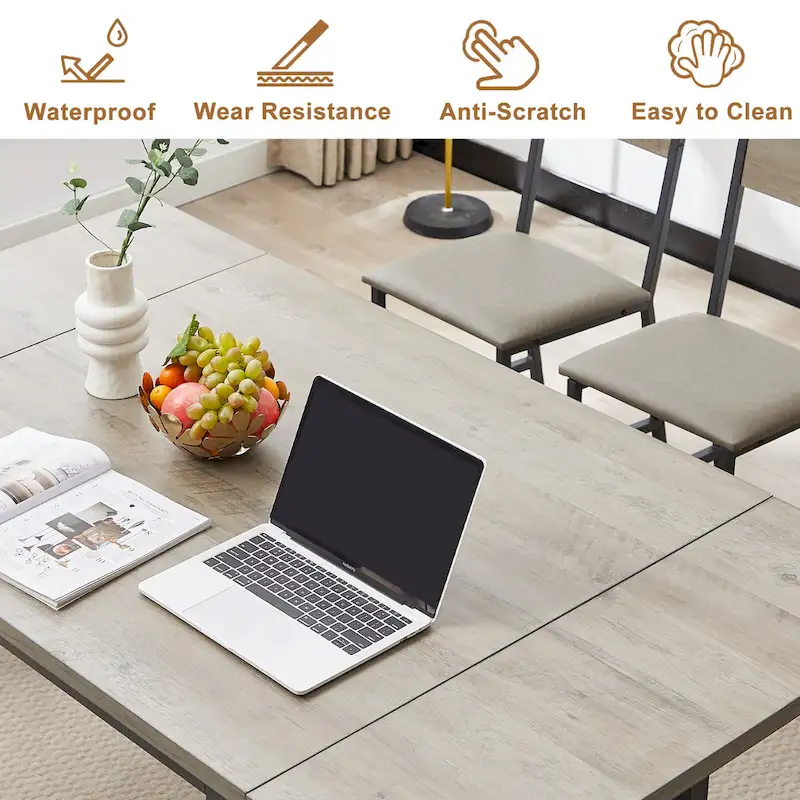 Modern Industrial 63.2 Extendable Dining Table w/Drop Leaf, Seats 6