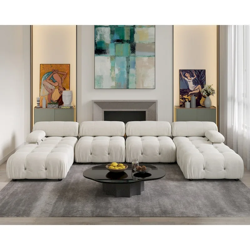 138 Convertible Modular Sectional Sofa, U-Shaped Minimalist Velvet Sofas Couches