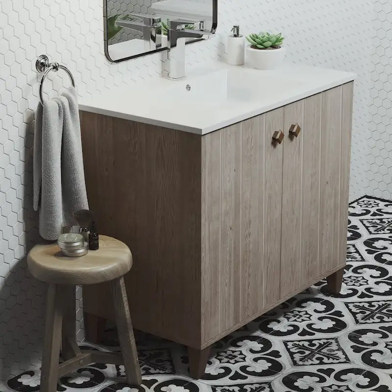 16.5 Square Wall-Mount Bathroom Sink - Brown
