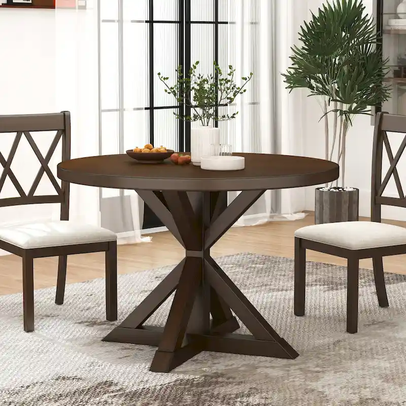 Roundhill Furniture Windvale Cross-Buck Base Dining Table