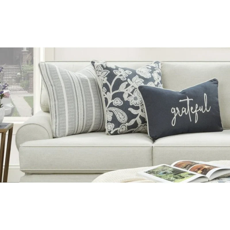 Awesome Oatmeal Round Arm Stationary Sofa