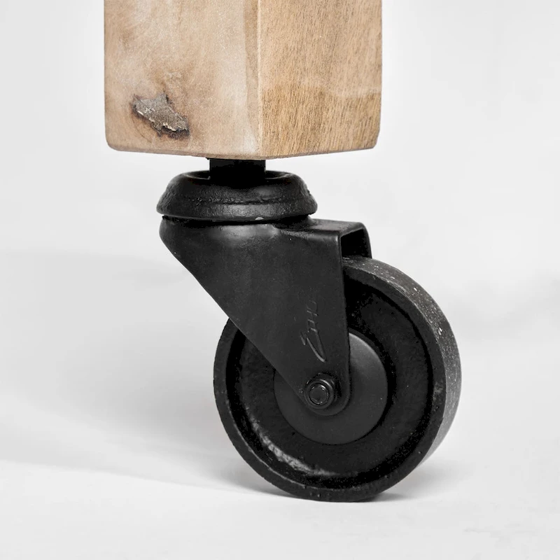 Columbia II Light Brown Base w/Black Iron, Rolling Kitchen Island - 46W x 32D x 36H