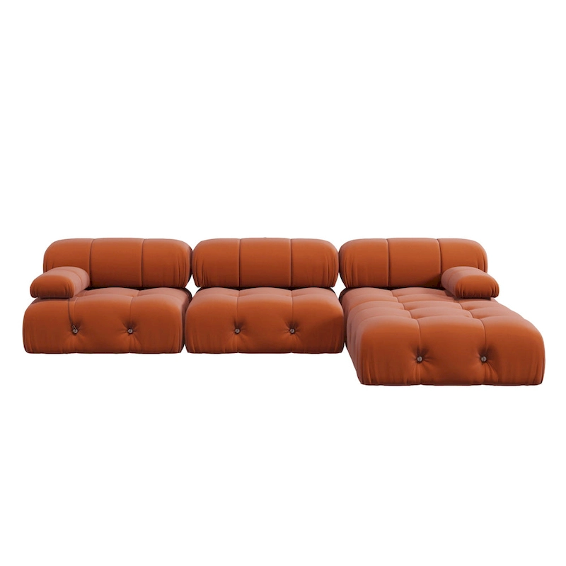104  Wide Velvet Reversible Modular Sofa & Chaise with Ottoman