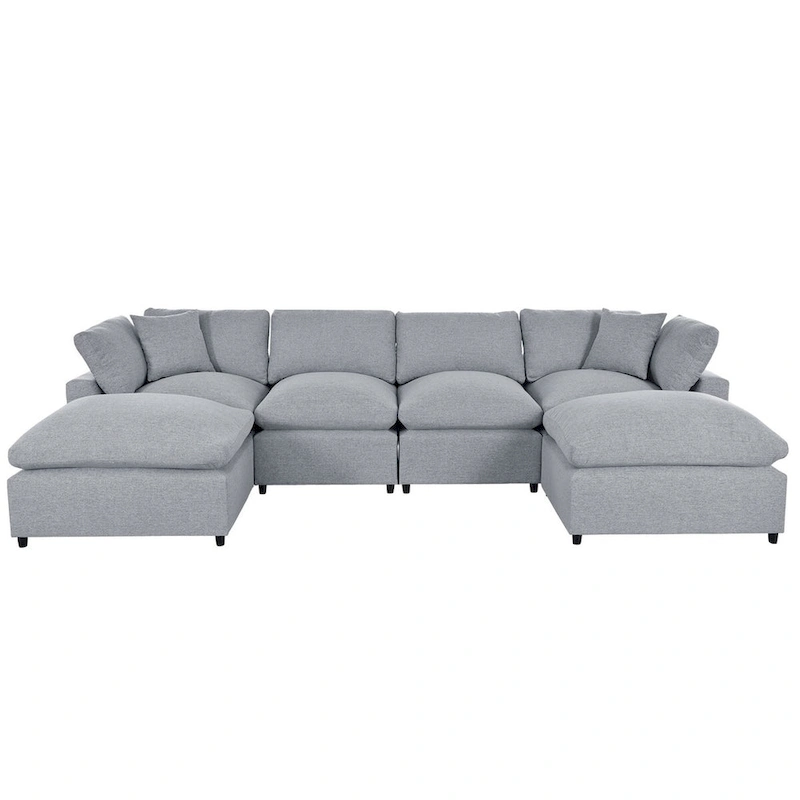 Merax Modern Large U-Shape Sectional Sofa, 2 Large Chaise with Removable Ottomans