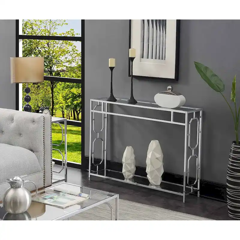 Convenience Concepts Omega Chrome Console Table with Shelf