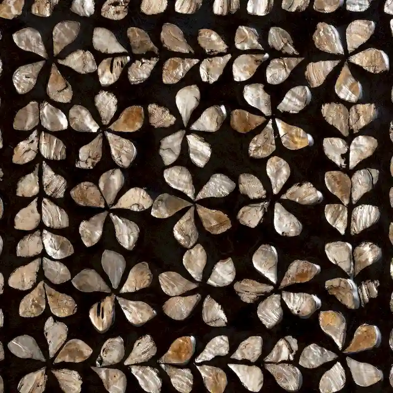 Feronia Modern Bohemian Black and Bronze Mother of Pearl End Table